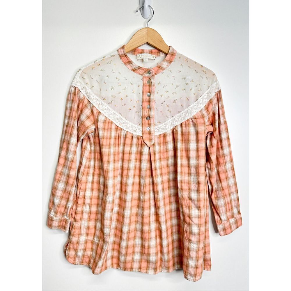 Suzanne Betro Weekend Cottagecore Vintage Style Size Medium Plaid Blouse